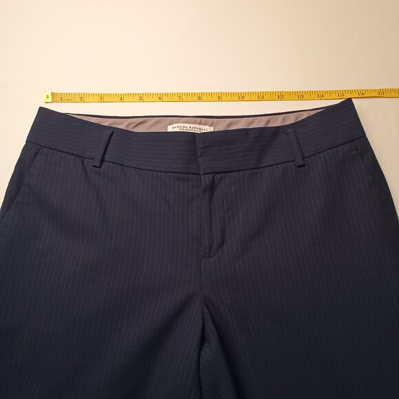 Banana Republic The Martin Fit Pants Stretch Wool Blend Mid Rise Flare Leg Navy - Picture 6 of 9